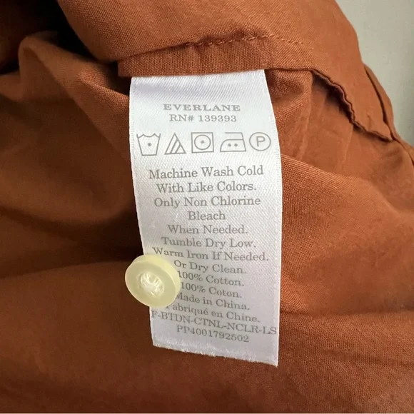 Everlane Collarless Button Down 3/4 Sleeve Top NWT Size 16 Brown Tortoiseshell - Picture 10 of 11